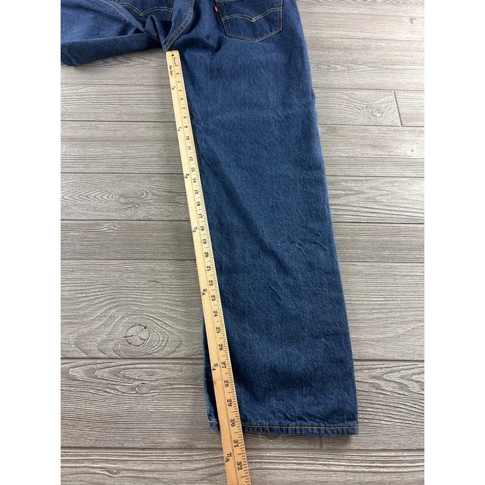 Levis 501 Original Fit Jeans Mens 36x34 Dark Wash Indigo Blue Cotton Button Fly